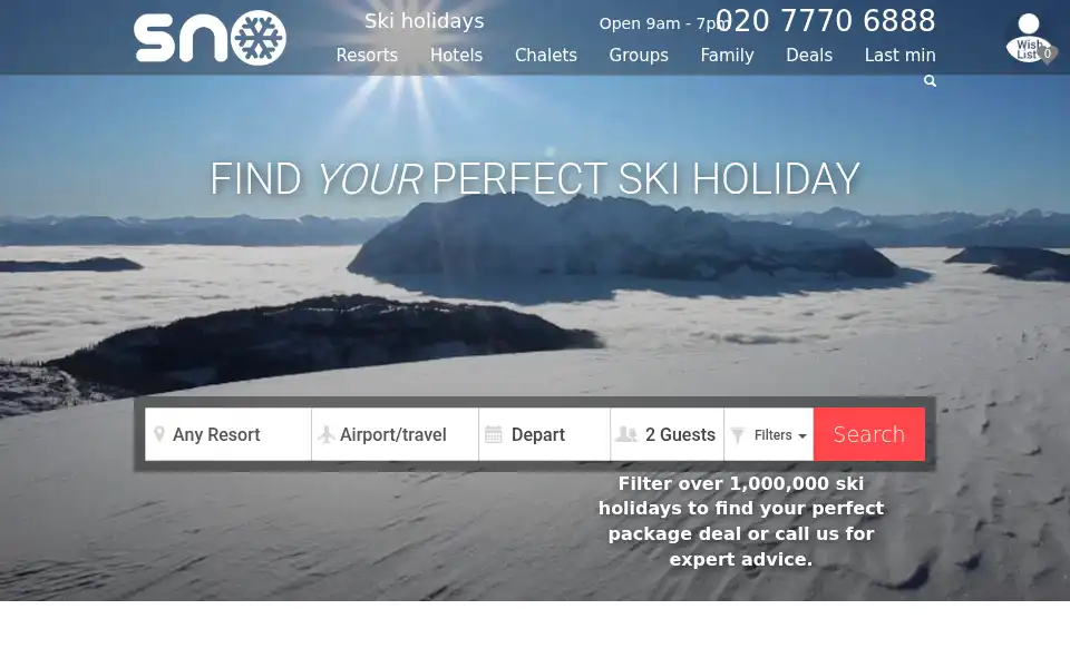 Screenshot of sno.co.uk