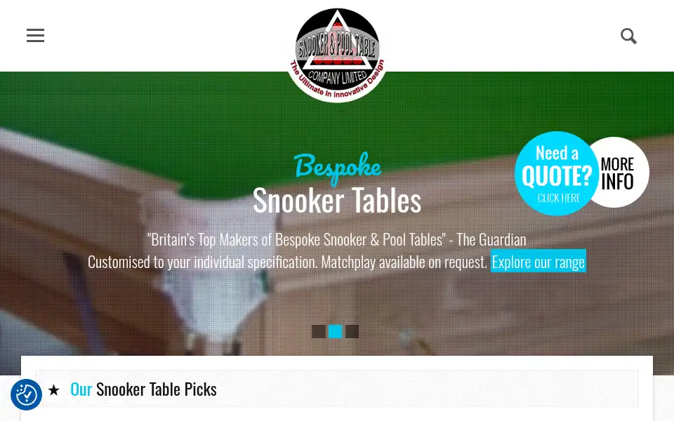 Screenshot of snookerandpooltablecompany.com