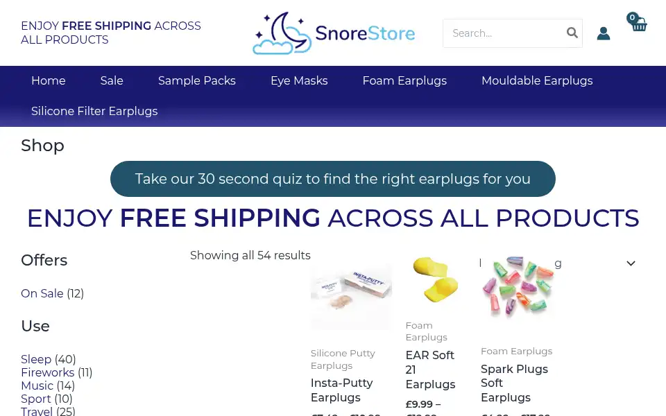Screenshot of snorestore.co.uk