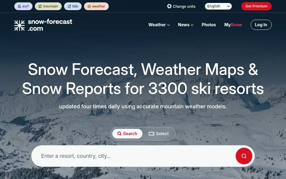 Screenshot of snow-forecast.com