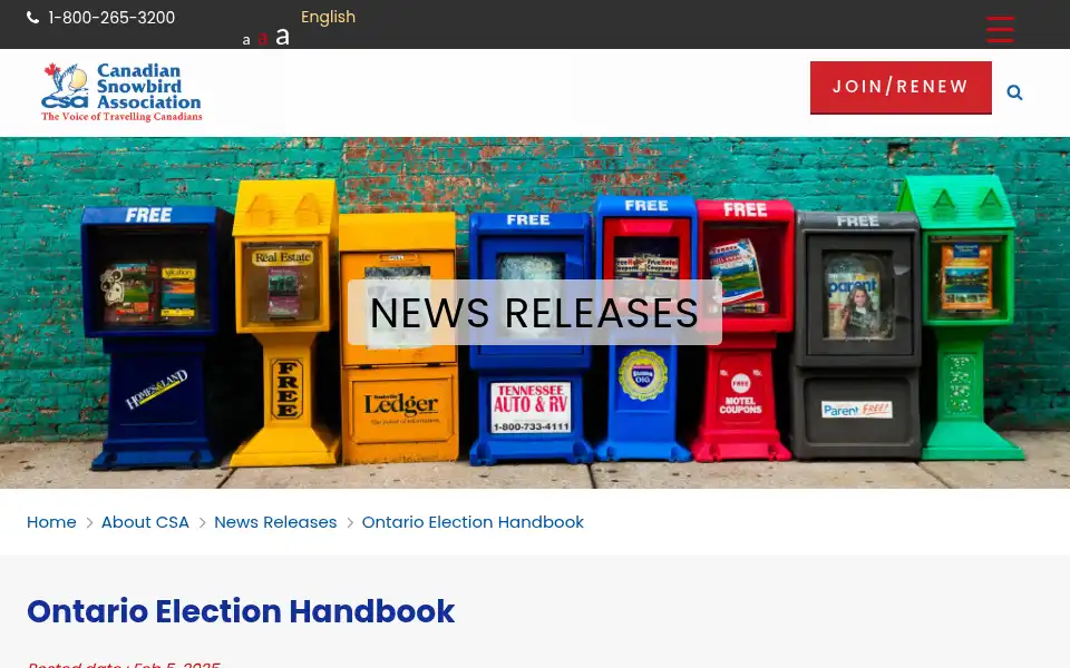 Screenshot of snowbirds.org