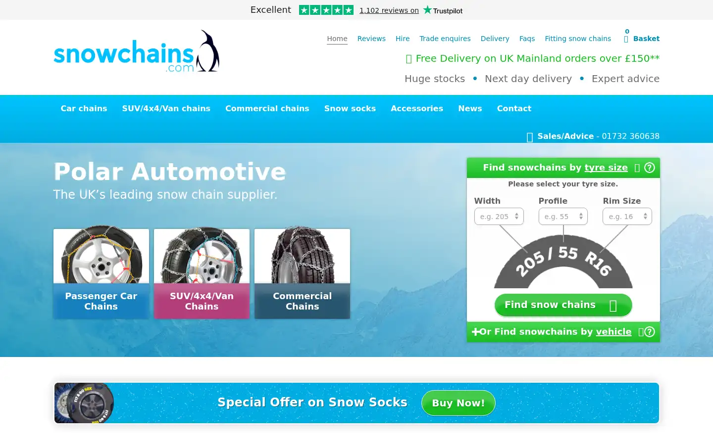 Screenshot of snowchains.com