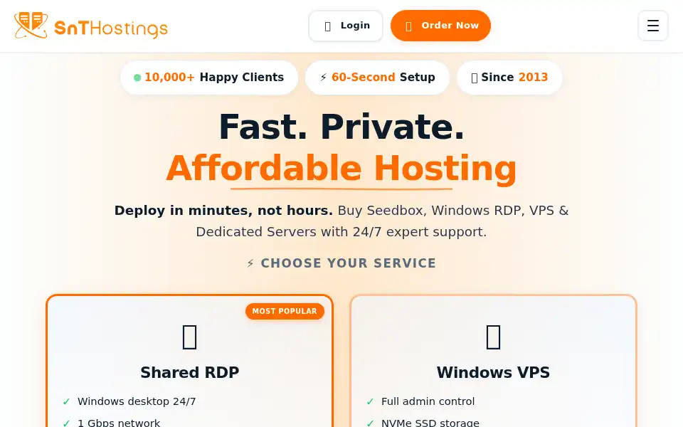 Screenshot of snthostings.com