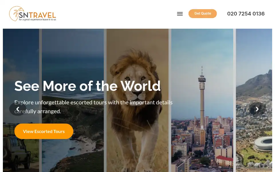 Screenshot of sntravel.co.uk