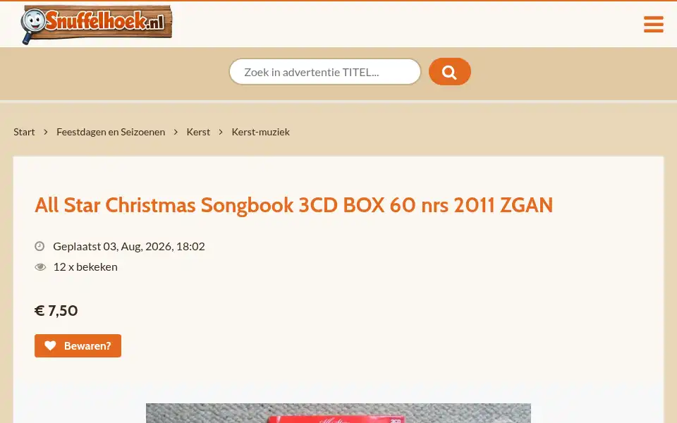 Screenshot of snuffelhoek.nl