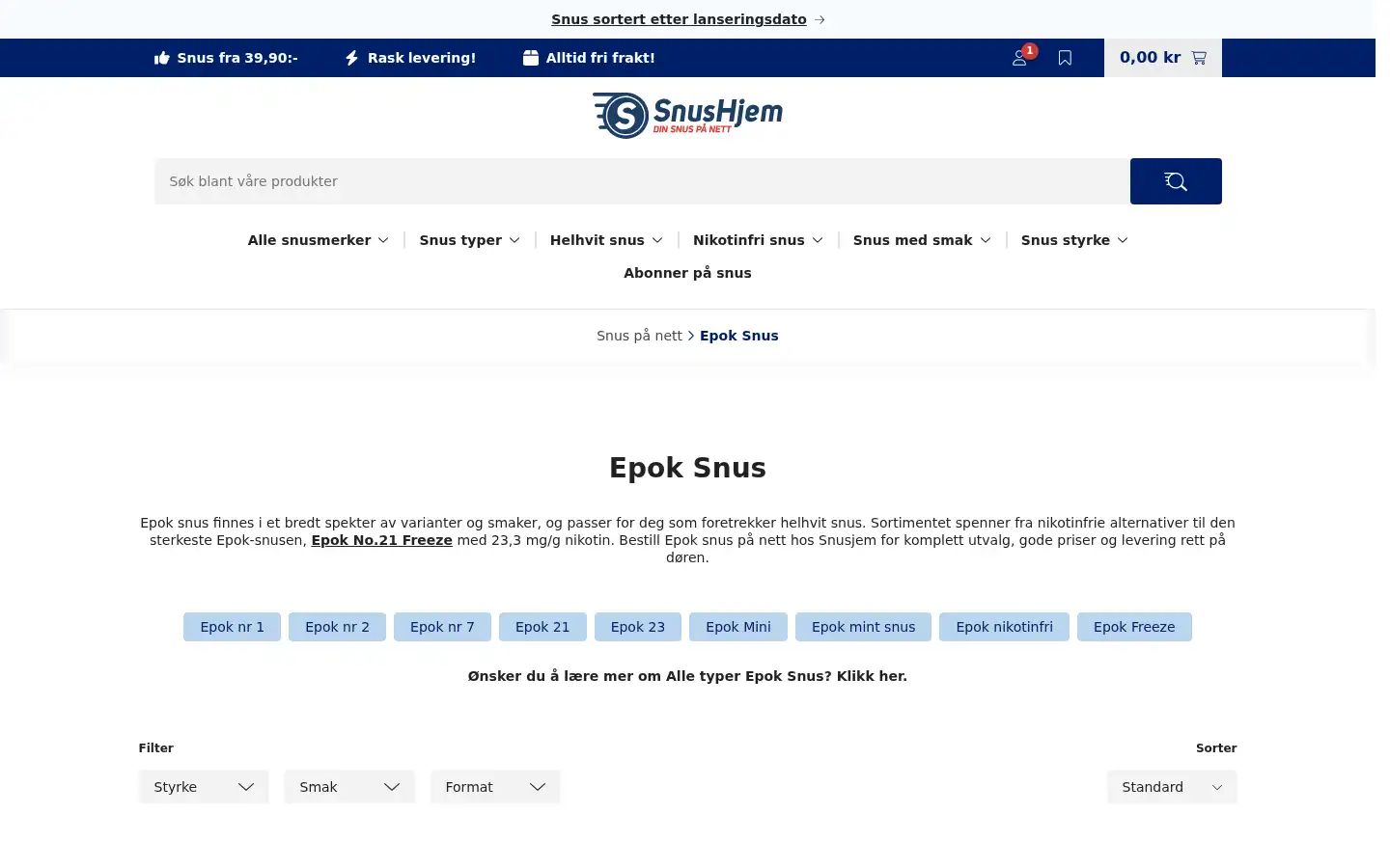 Screenshot of snushjem.no