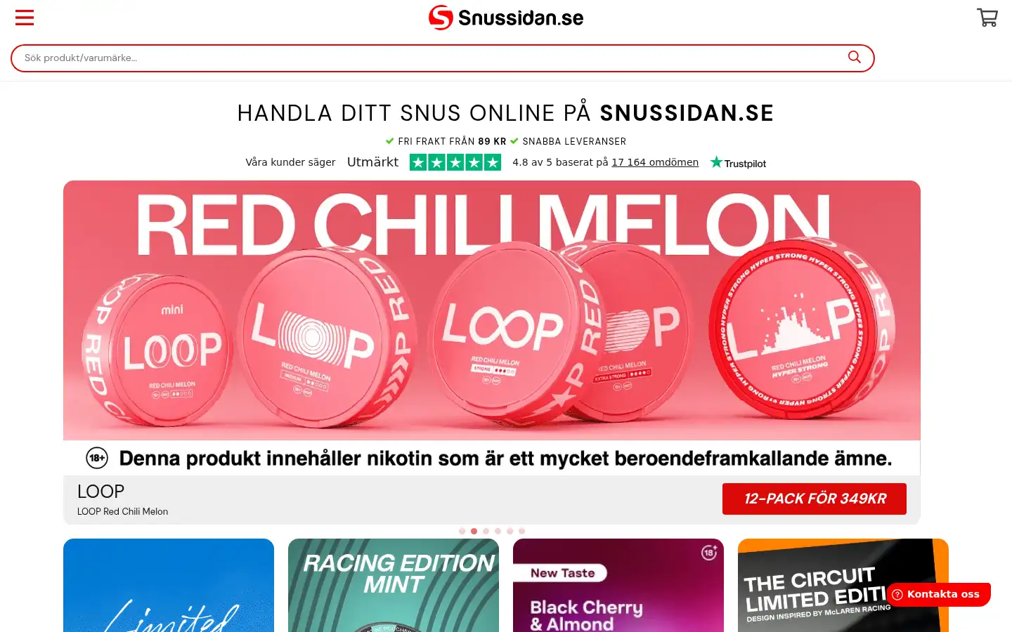 Screenshot of snussidan.se