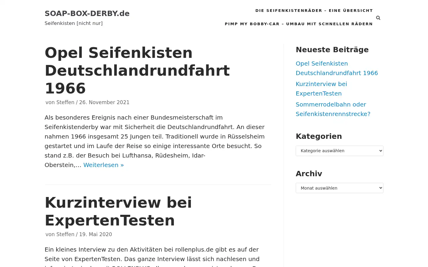 Screenshot of soap-box-derby.de