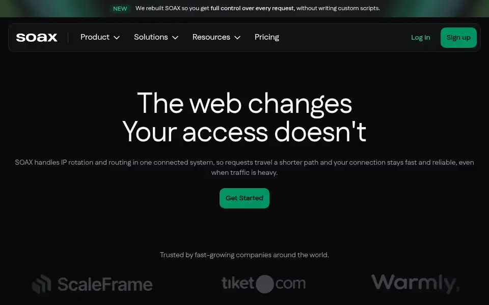 Screenshot of soax.com