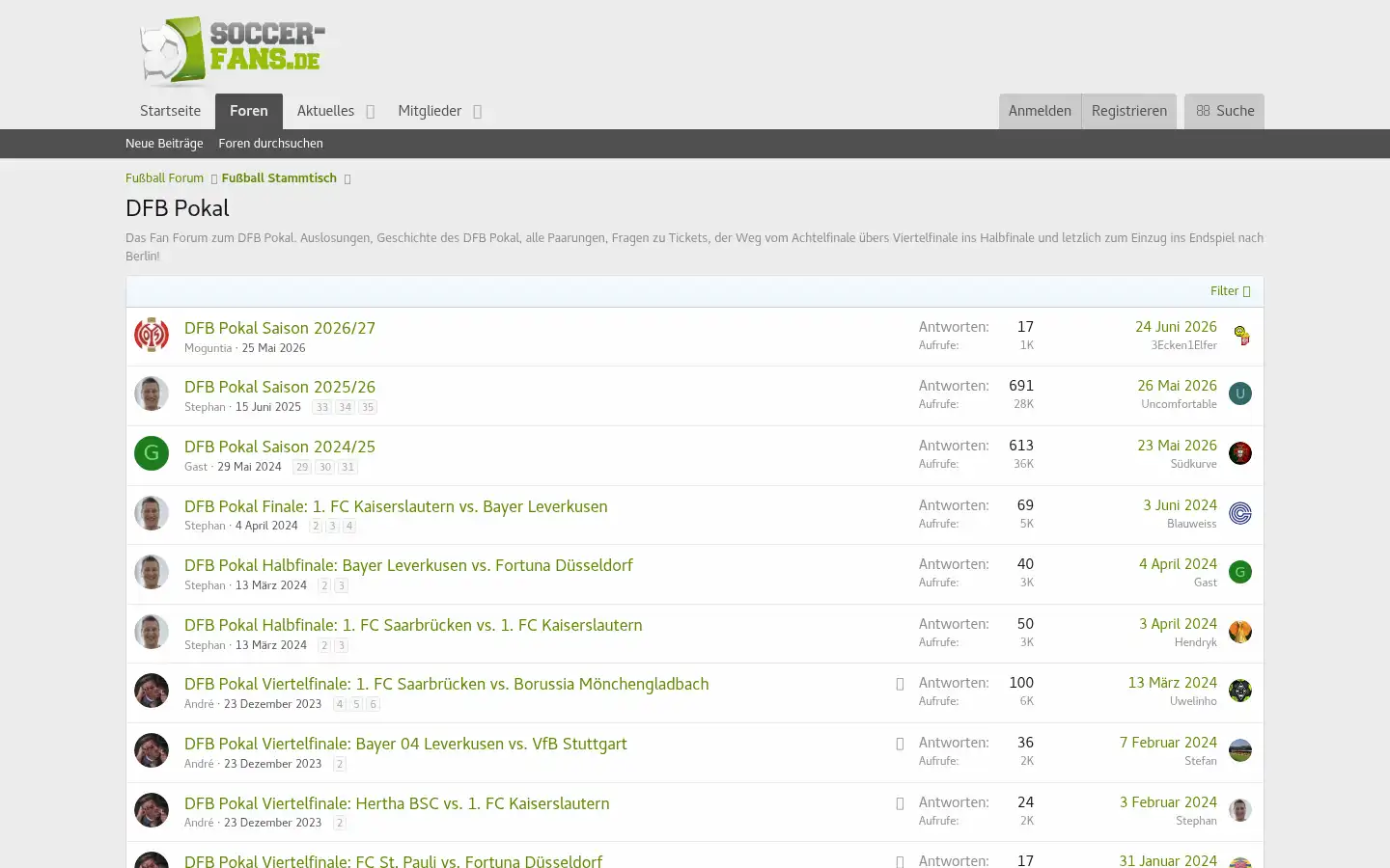 Screenshot of soccer-fans.de