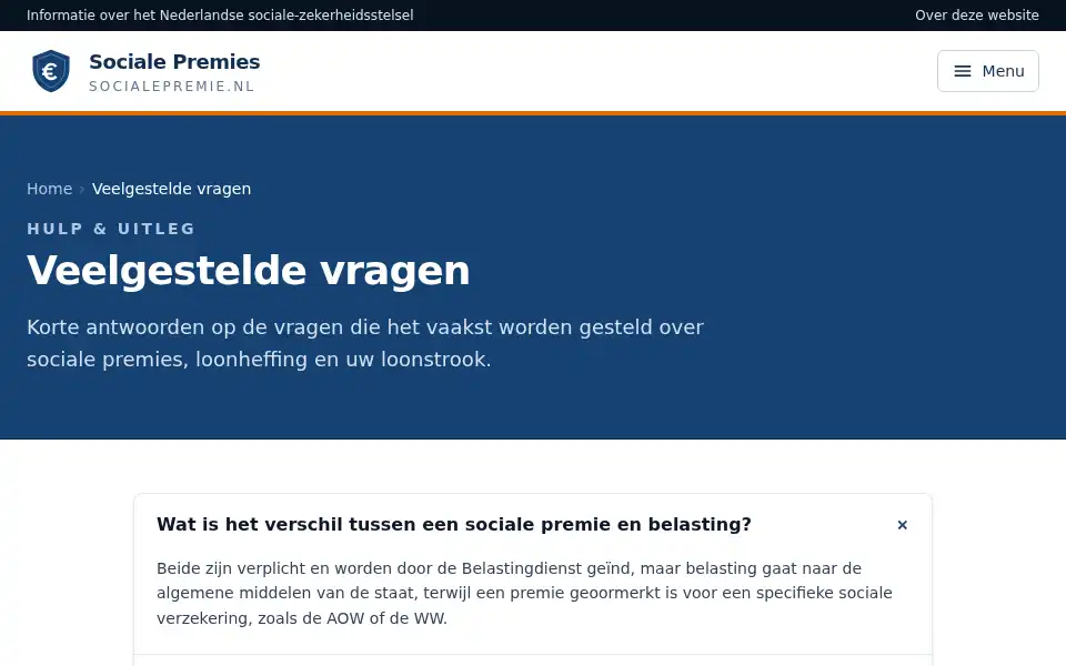 Screenshot of socialepremie.nl
