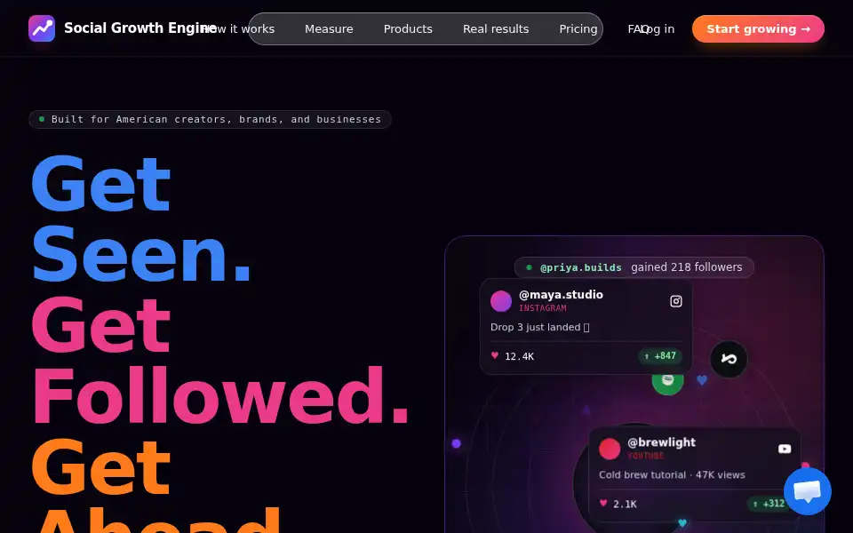 Screenshot of socialgrowthengine.com