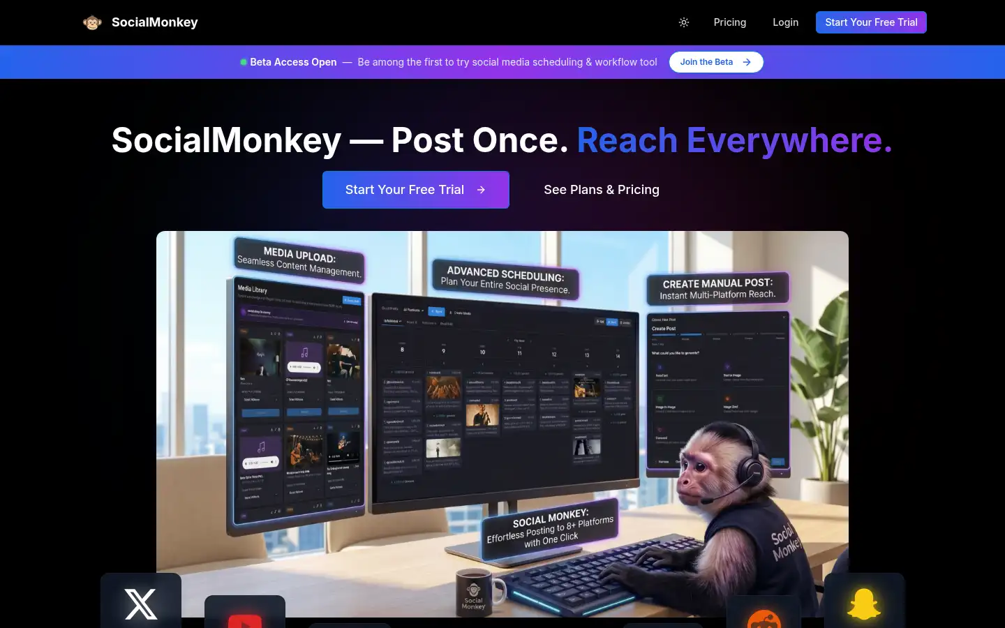Screenshot of socialmonkey.ai