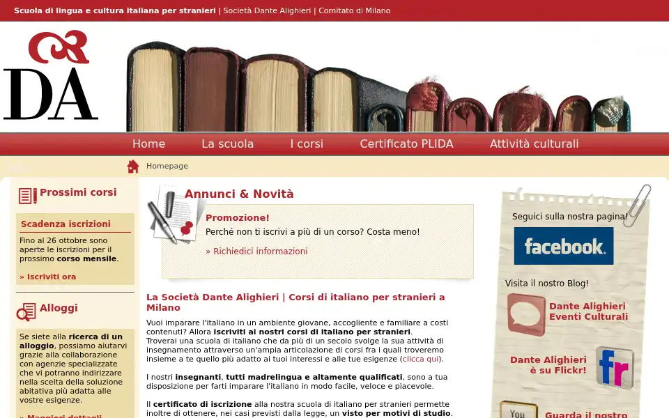 Screenshot of societadantealighieri.org