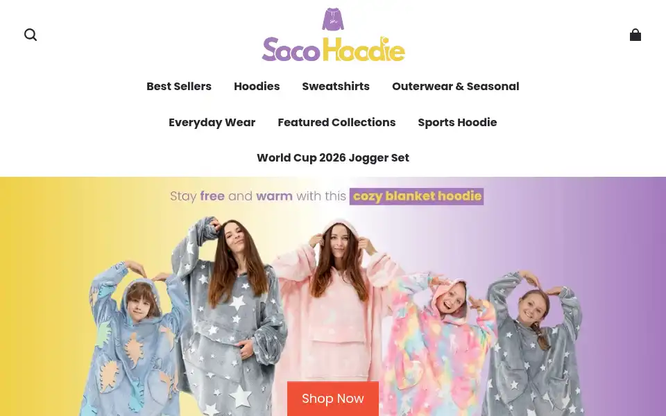 Screenshot of socohoodie.com