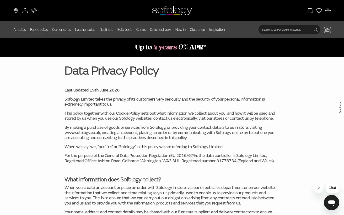 Screenshot of sofology.co.uk