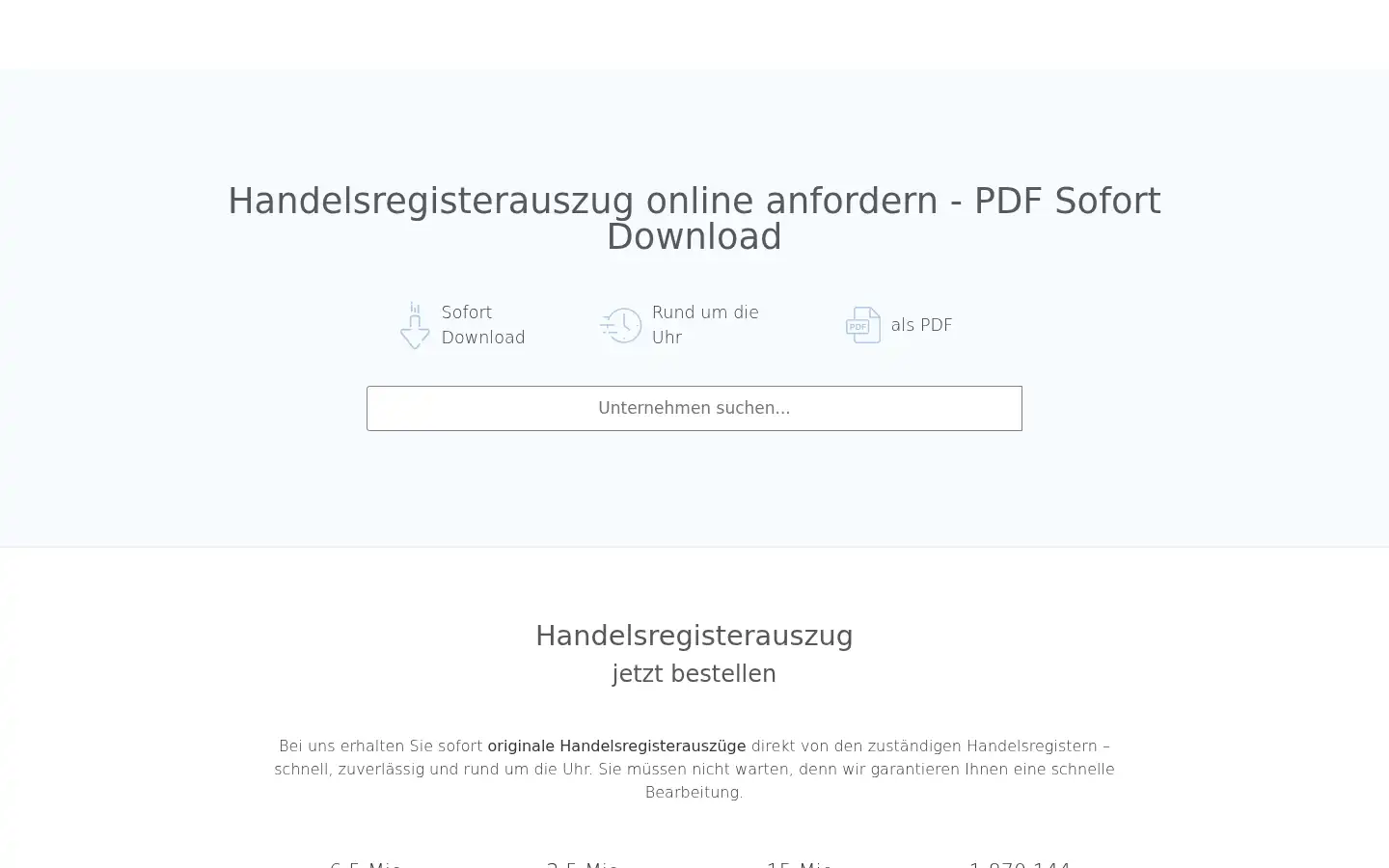 Screenshot of sofort-registerauszug24.de