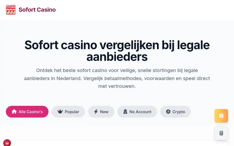 Screenshot of sofortcasino.nl