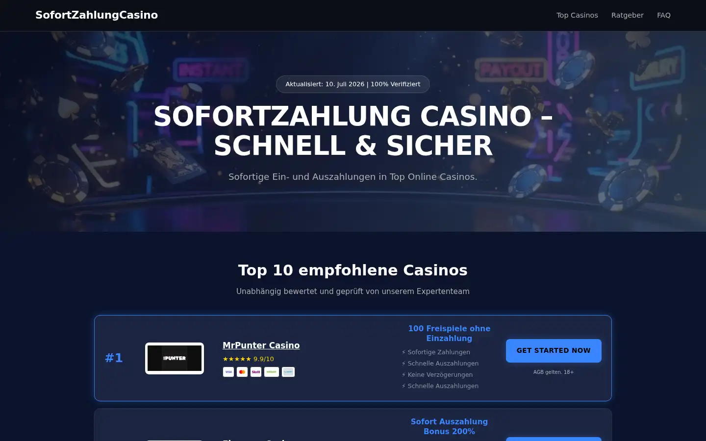 Screenshot of sofortzahlungcasino.com