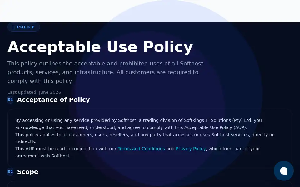 Screenshot of softhost.co.za