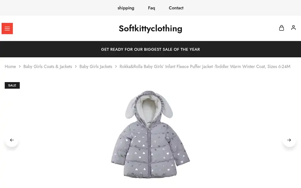 Screenshot of softkittyclothing.co.uk