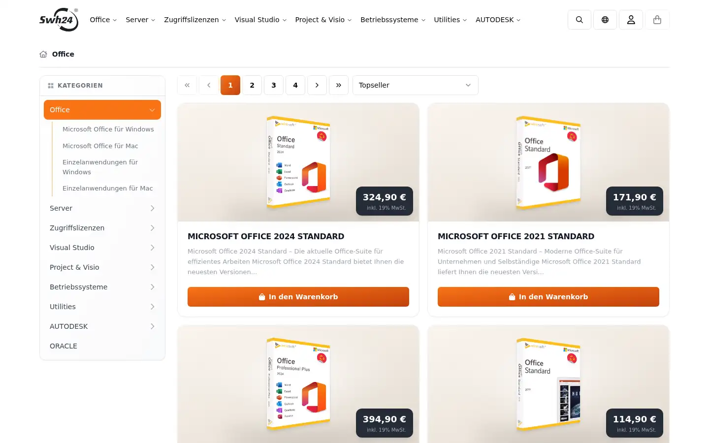 Screenshot of softwarehandel24.de