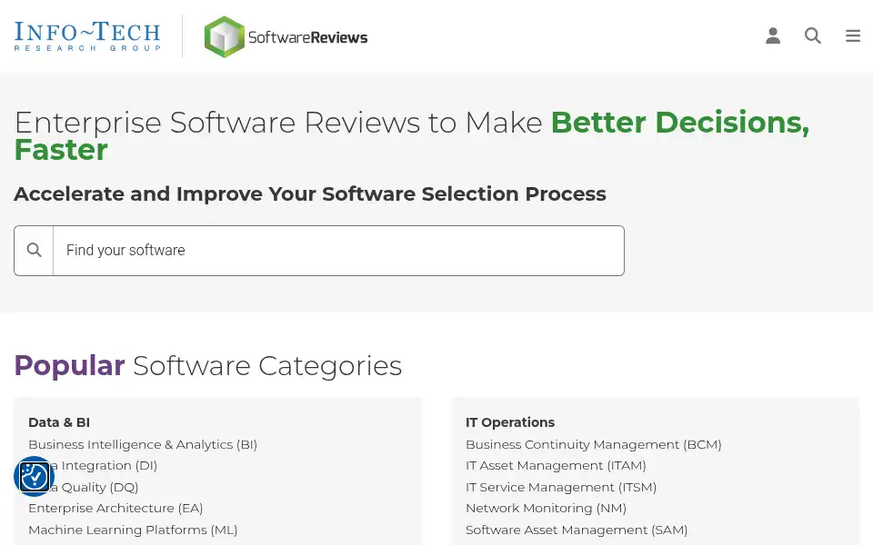 Screenshot of softwarereviews.com