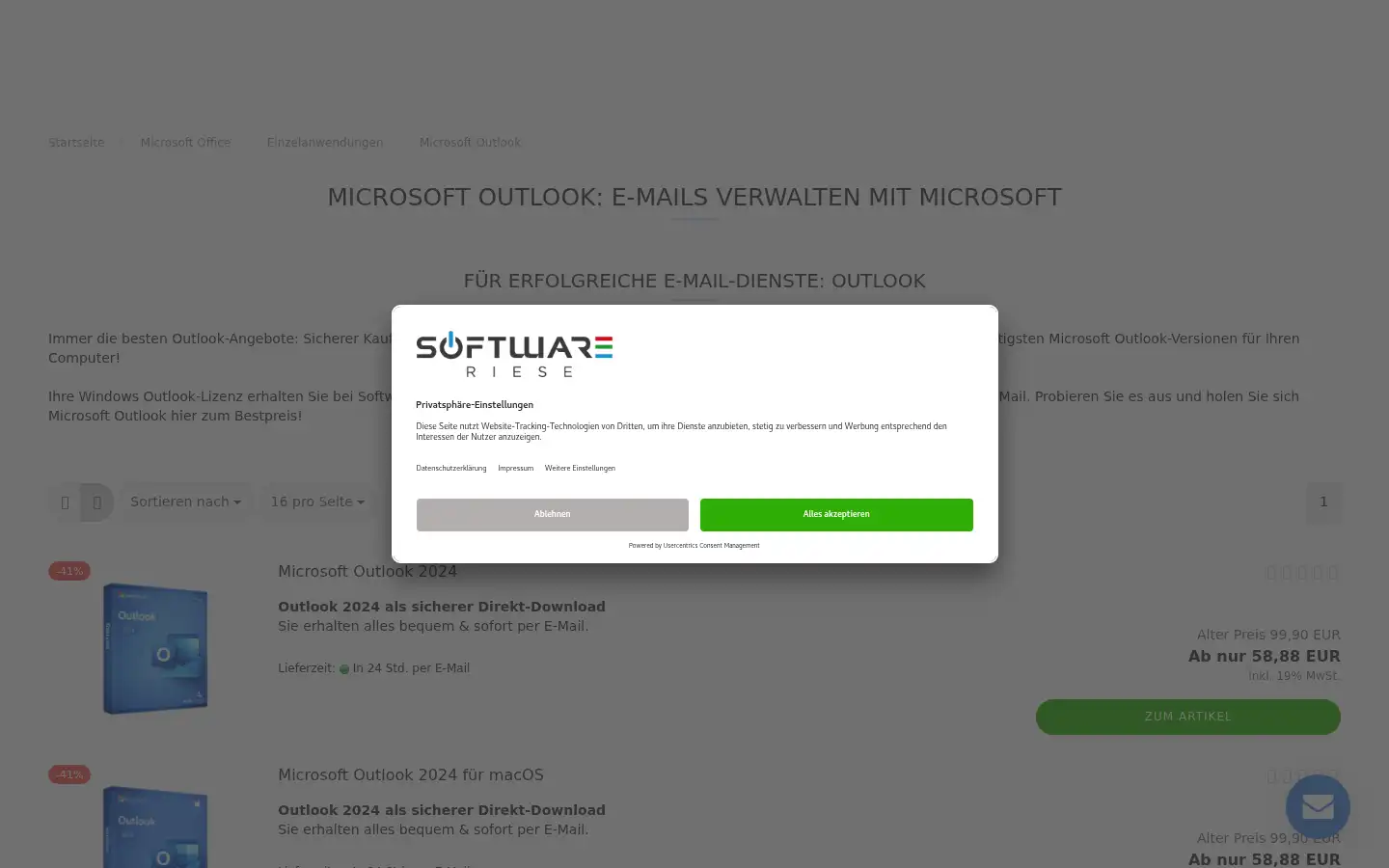 Screenshot of softwareriese.com
