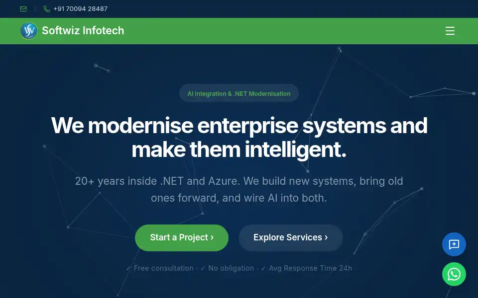 Screenshot of softwizinfotech.com