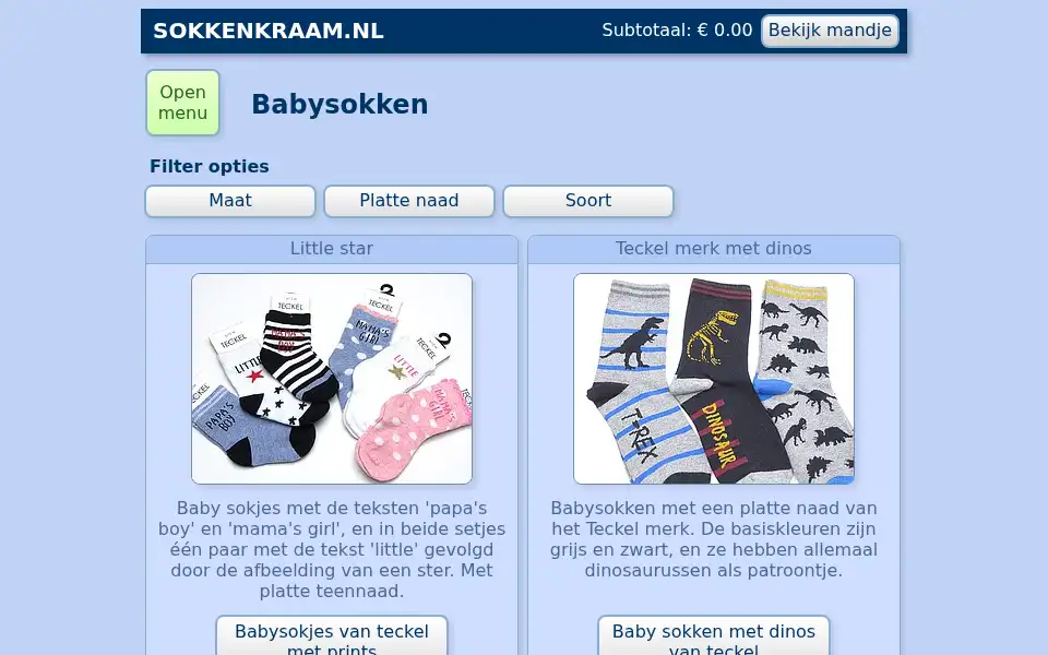Screenshot of sokkenkraam.nl