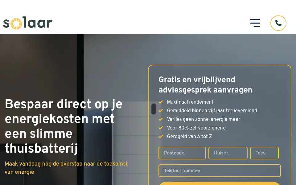 Screenshot of solaar.nl