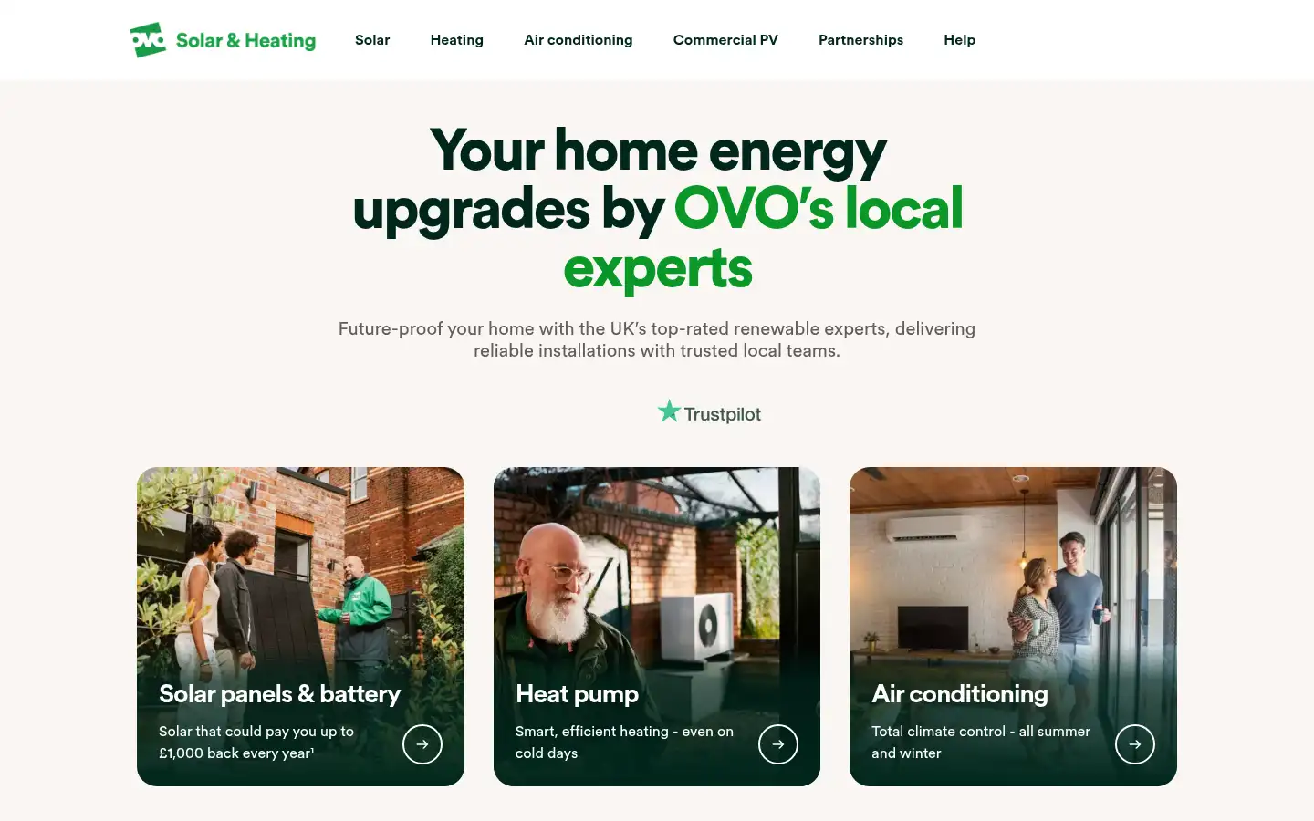 Screenshot of solar-and-heating.ovo.com