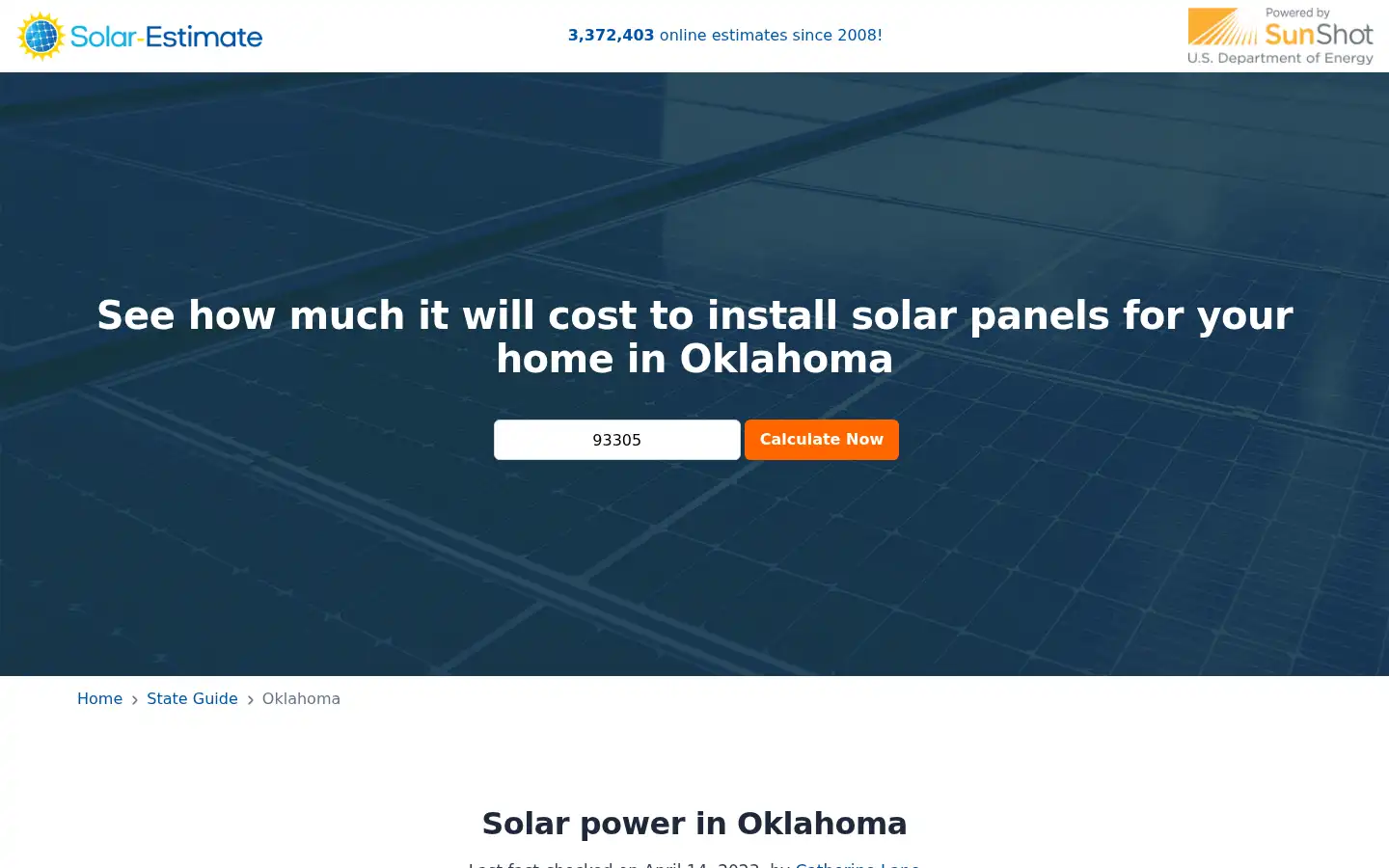Screenshot of solar-estimate.org