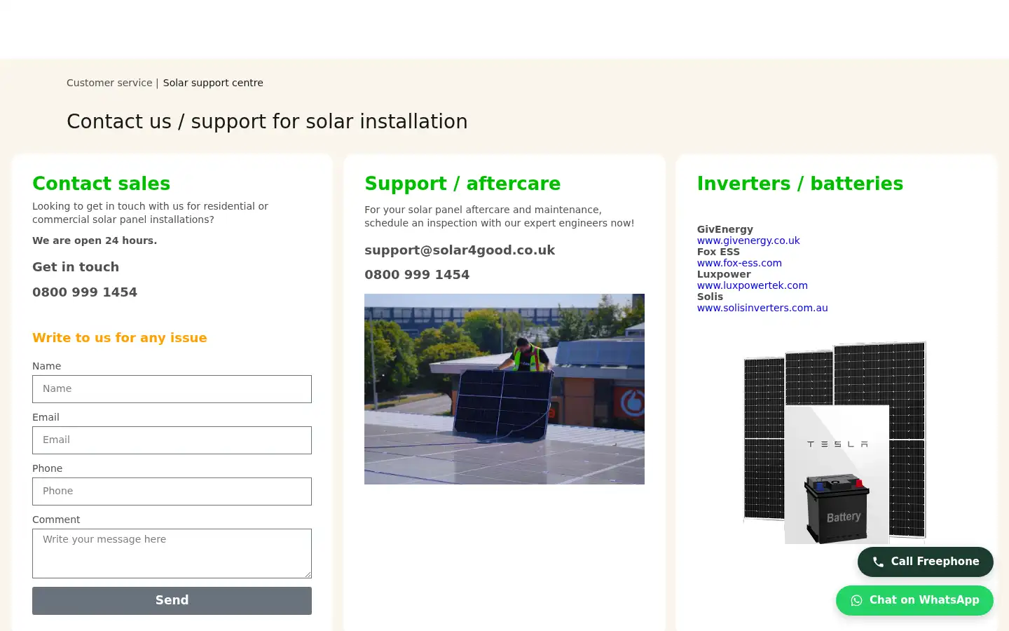 Screenshot of solar4good.co.uk