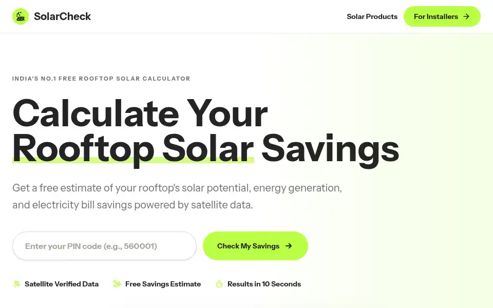 Screenshot of solarcheck.in