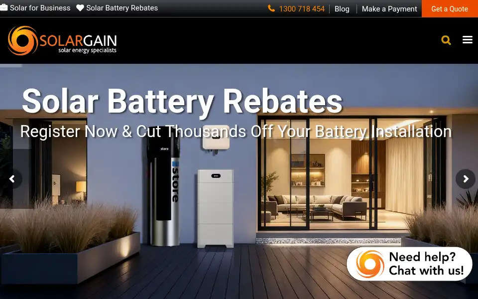 Screenshot of solargain.com.au