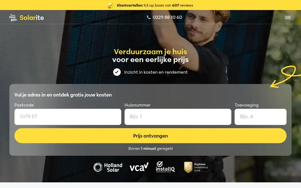 Screenshot of solarite.nl