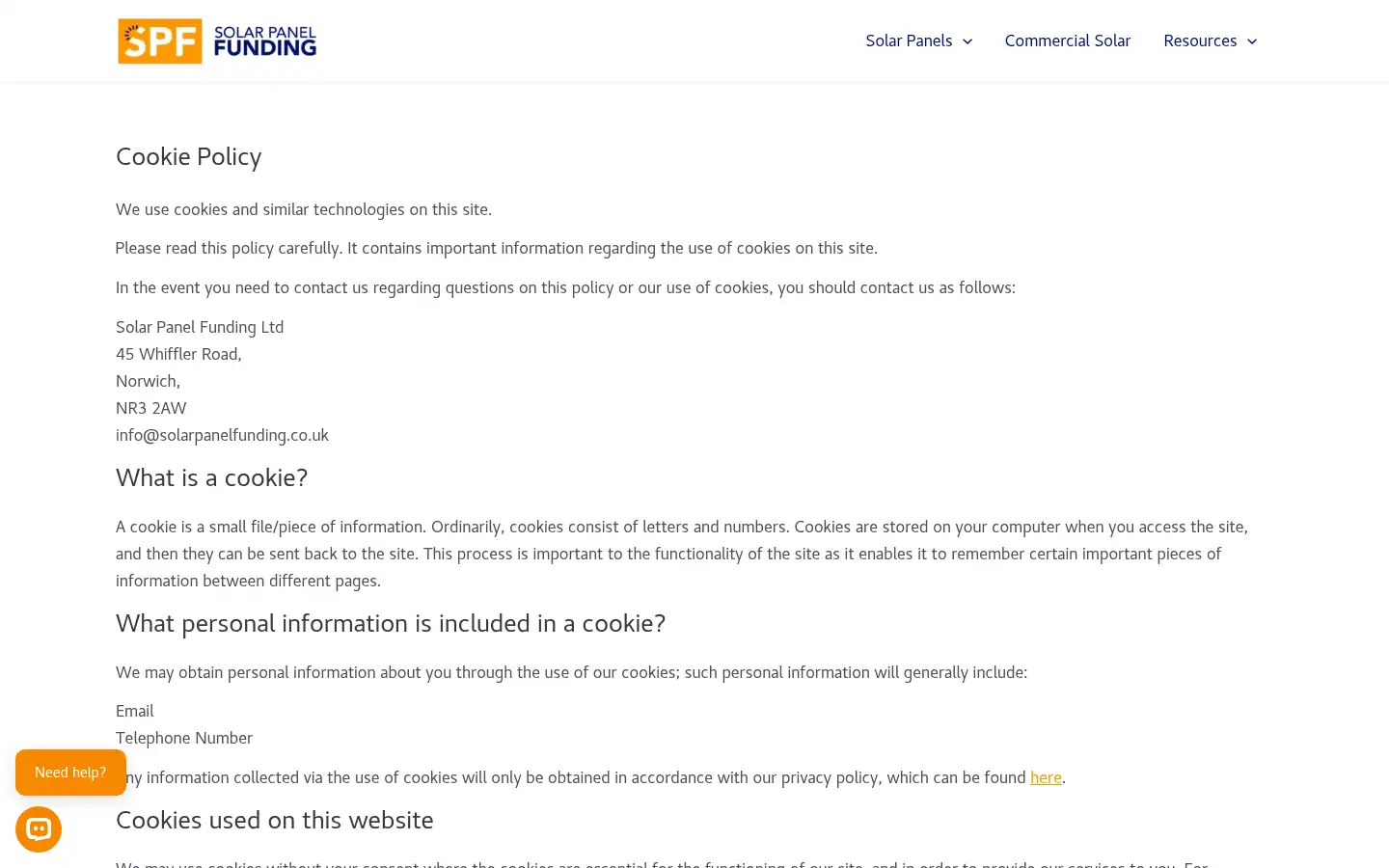 Screenshot of solarpanelfunding.co.uk