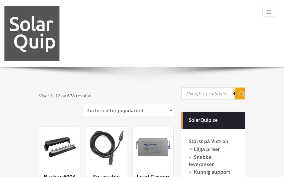 Screenshot of solarquip.se