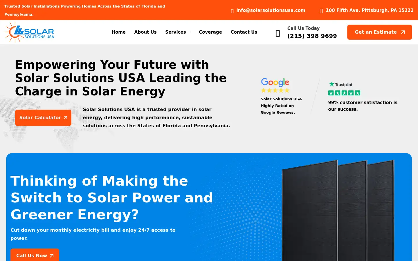 Screenshot of solarsolutionsusa.com