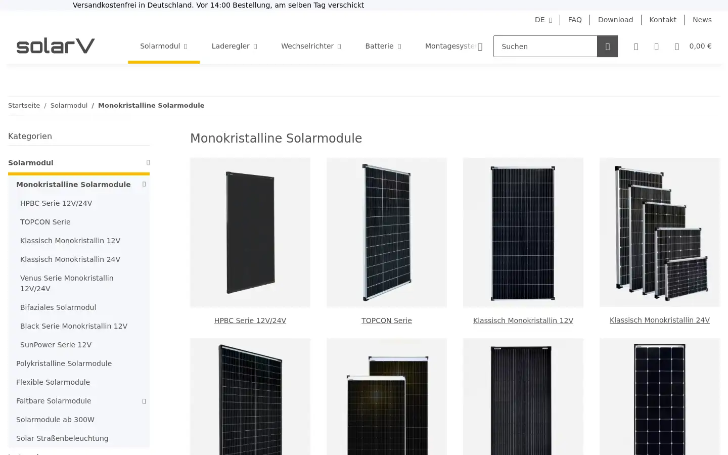 Screenshot of solarv.de