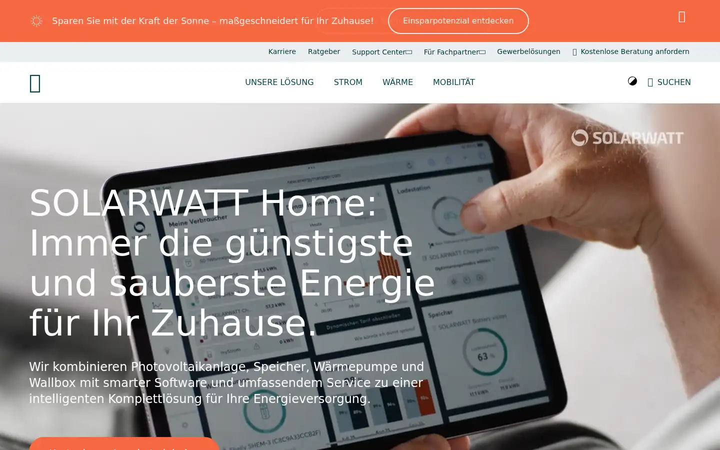 Screenshot of solarwatt.de
