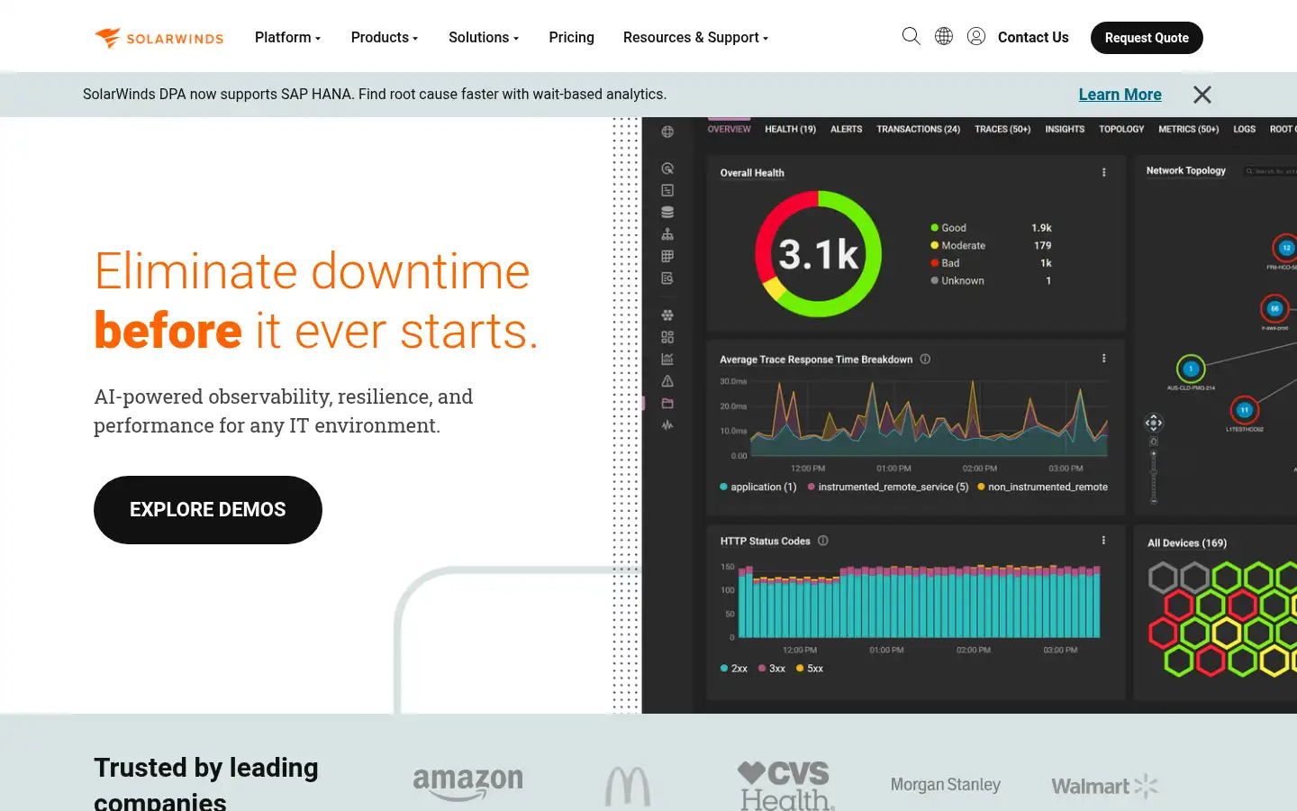 Screenshot of solarwinds.com