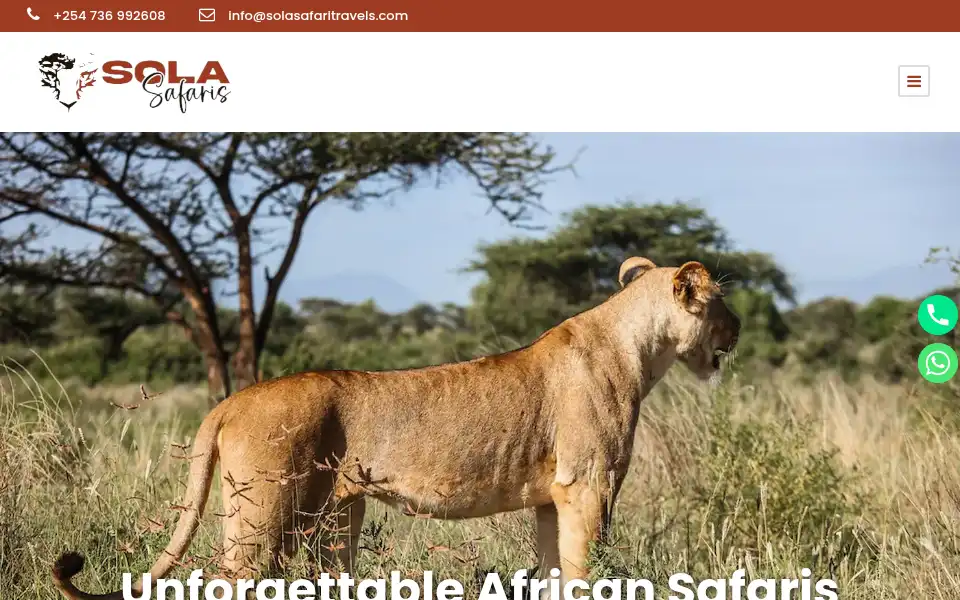 Screenshot of solasafaritravels.com