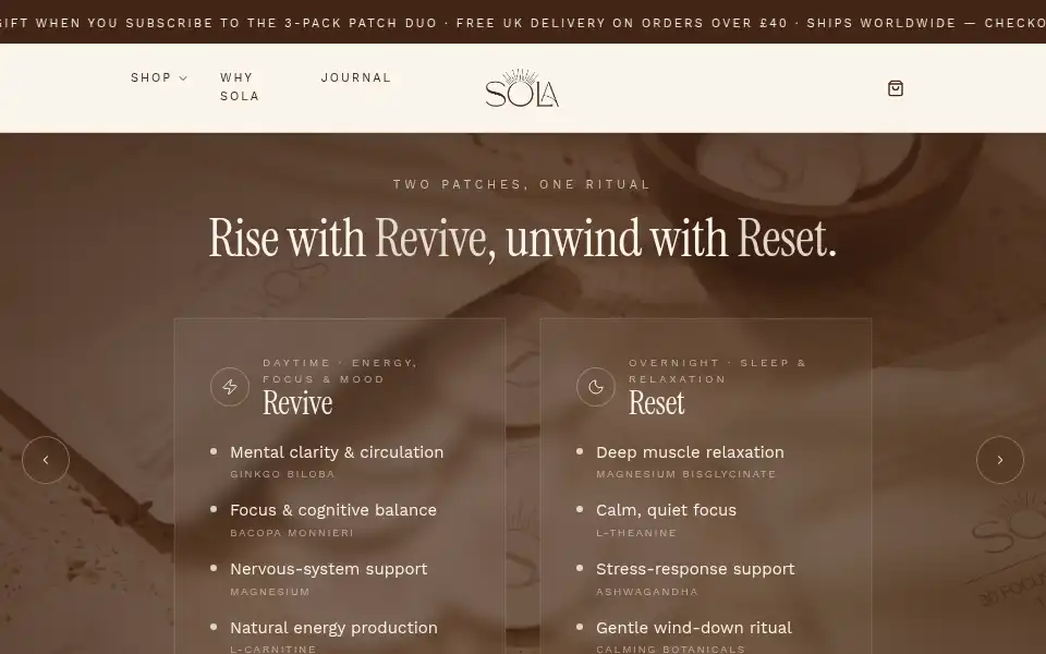 Screenshot of solawellness.co.uk