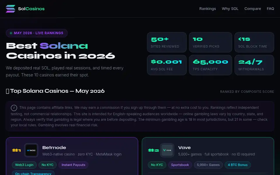 Screenshot of solcasinos.net
