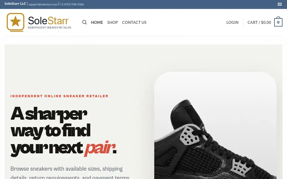 Screenshot of solestarr.com