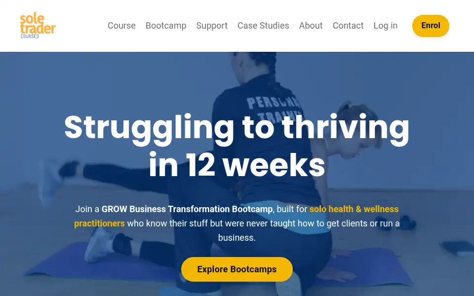 Screenshot of soletradercourses.co.uk