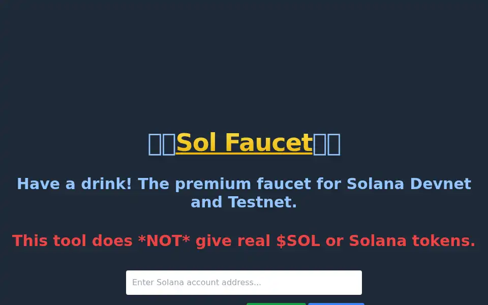 Screenshot of solfaucet.com