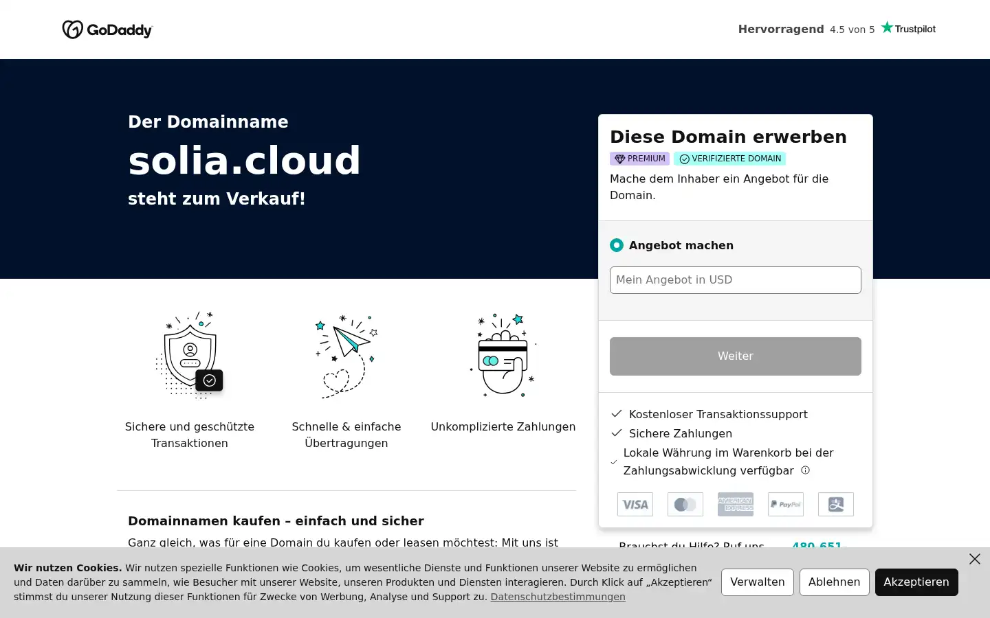 Screenshot of solia.cloud